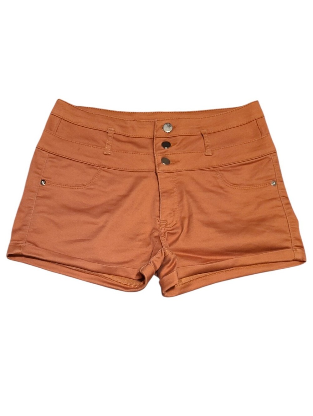 love, Fire High-Waist Triple-Button Shorts in Rust Sz 7